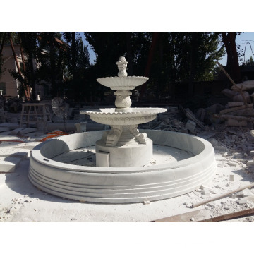 large outdoor garden decoration marble 3tiers carved stone fountain